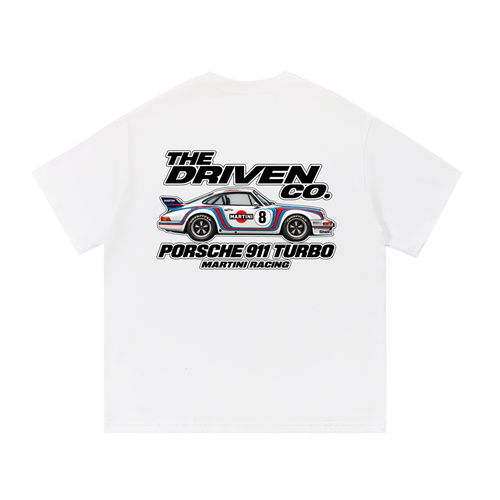 Porsche 911 Martini Racing Graphic T-Shirt — White — back