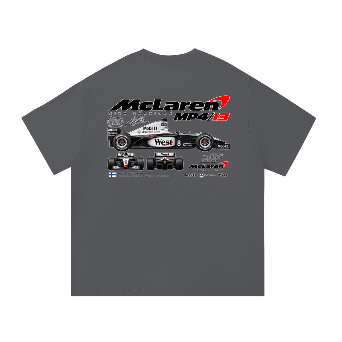 McLaren MP4/13 Racing Graphic T-Shirt — Dark Grey — back