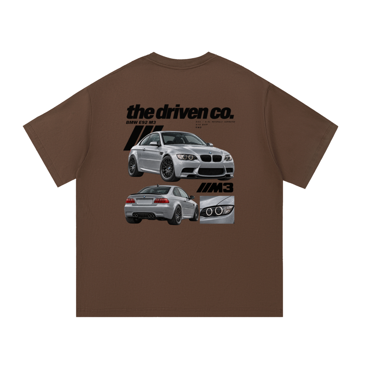 BMW E92 M3 Graphic T-Shirt — Coffee — back