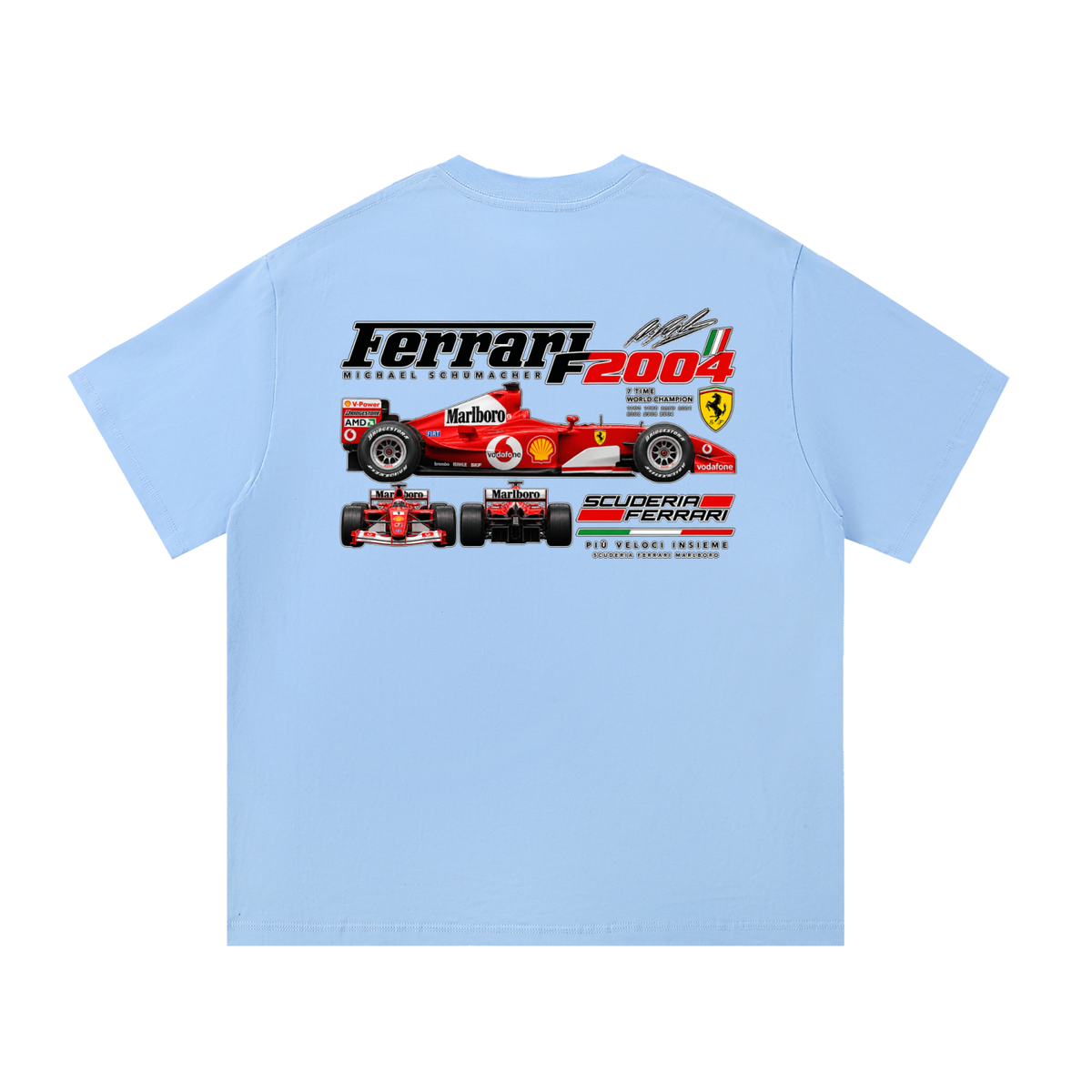 Ferrari F2004 Racing Graphic T-Shirt — Blue — back