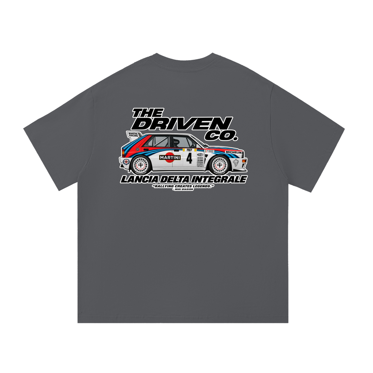 Lancia Delta Integrale Rally Graphic T-Shirt — Dark Grey — back