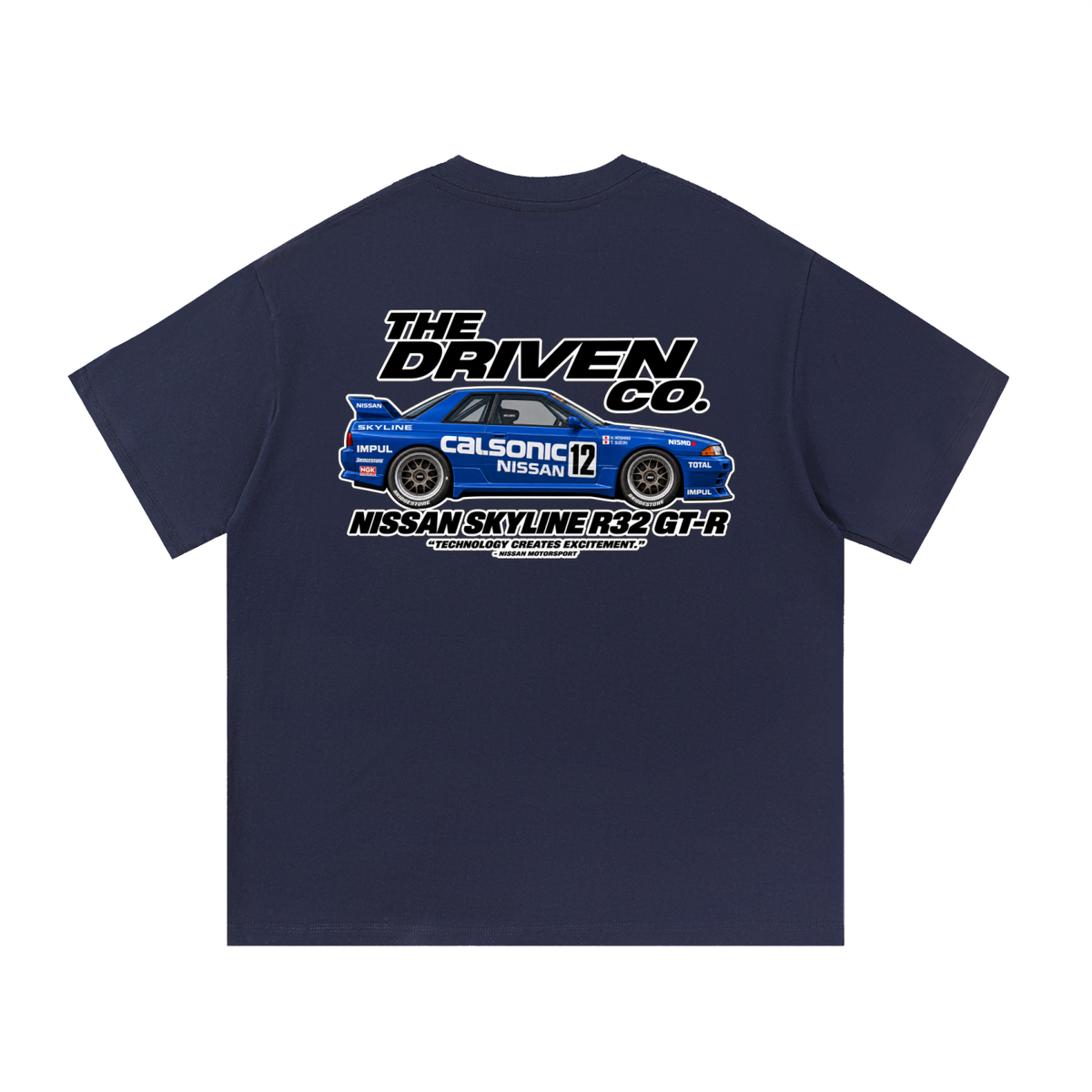 Nissan Skyline R32 GT-R Racing Graphic T-Shirt — Navy Blue — back