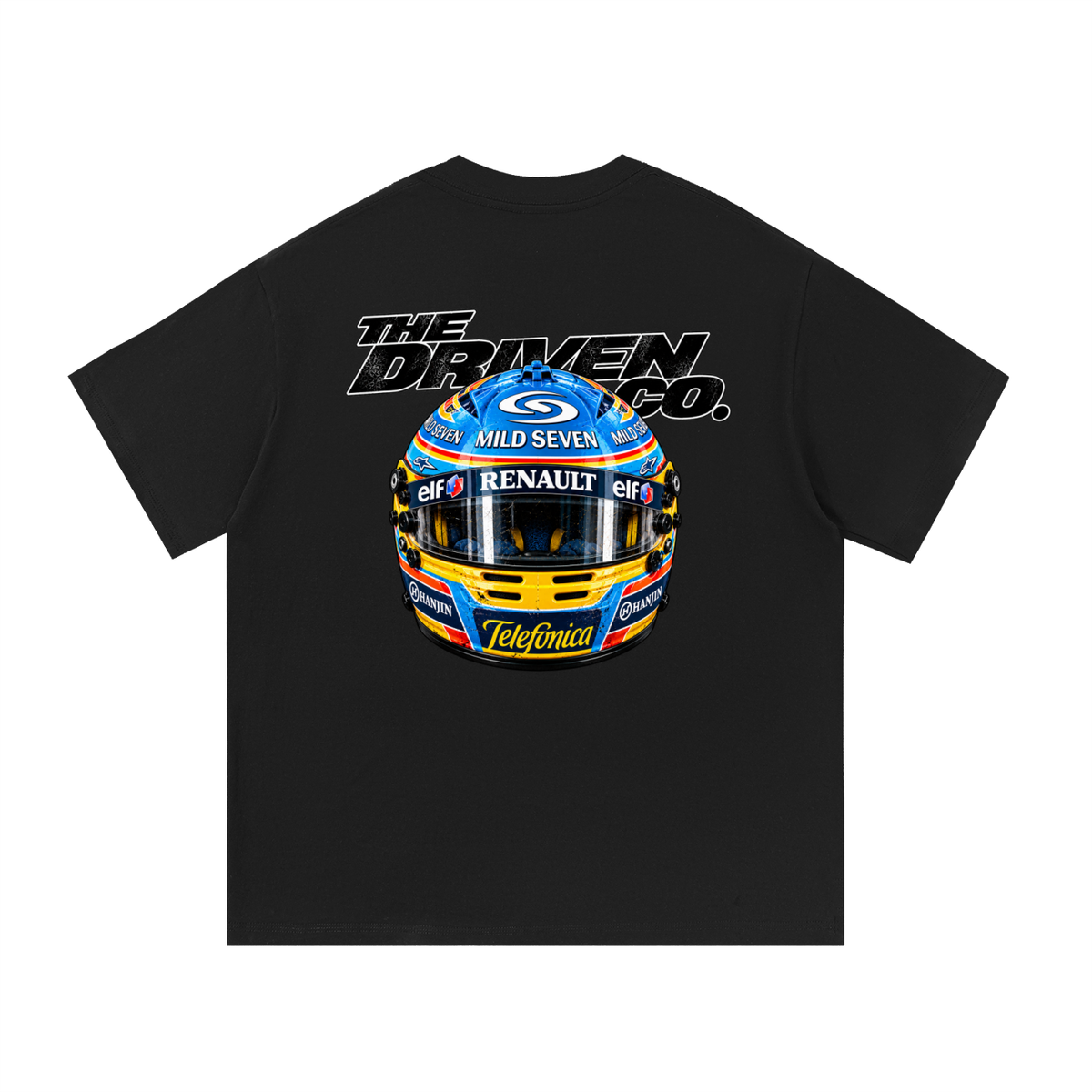 Fernando Alonso Helmet Graphic T-Shirt — Black — back