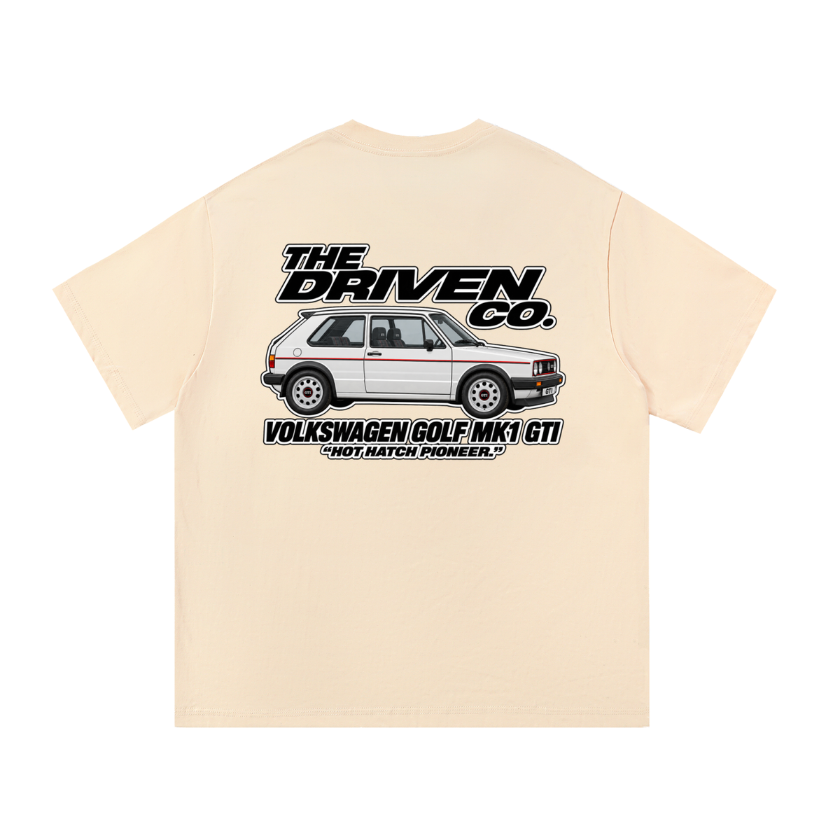 Volkswagen Golf Mk1 GTI Graphic T-Shirt — Apricot — back