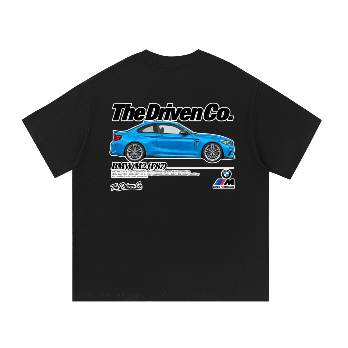 BMW F87 M2 Long Beach Blue Graphic T-Shirt — Black — back