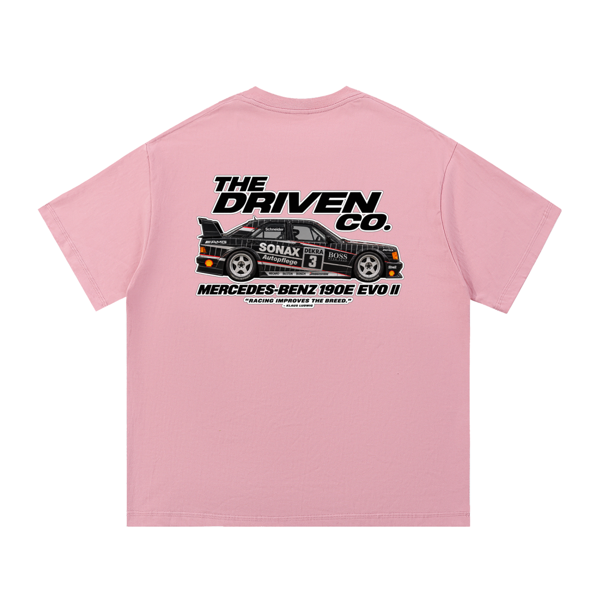 Mercedes-Benz 190E Evo II Racing Graphic T-Shirt — Pink — back