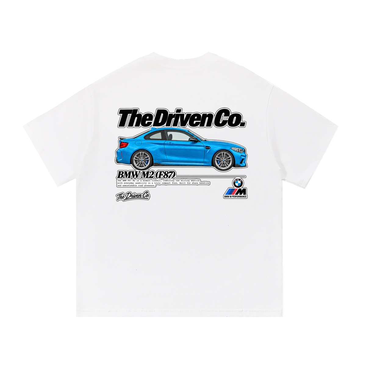 BMW F87 M2 Long Beach Blue Graphic T-Shirt — White — back