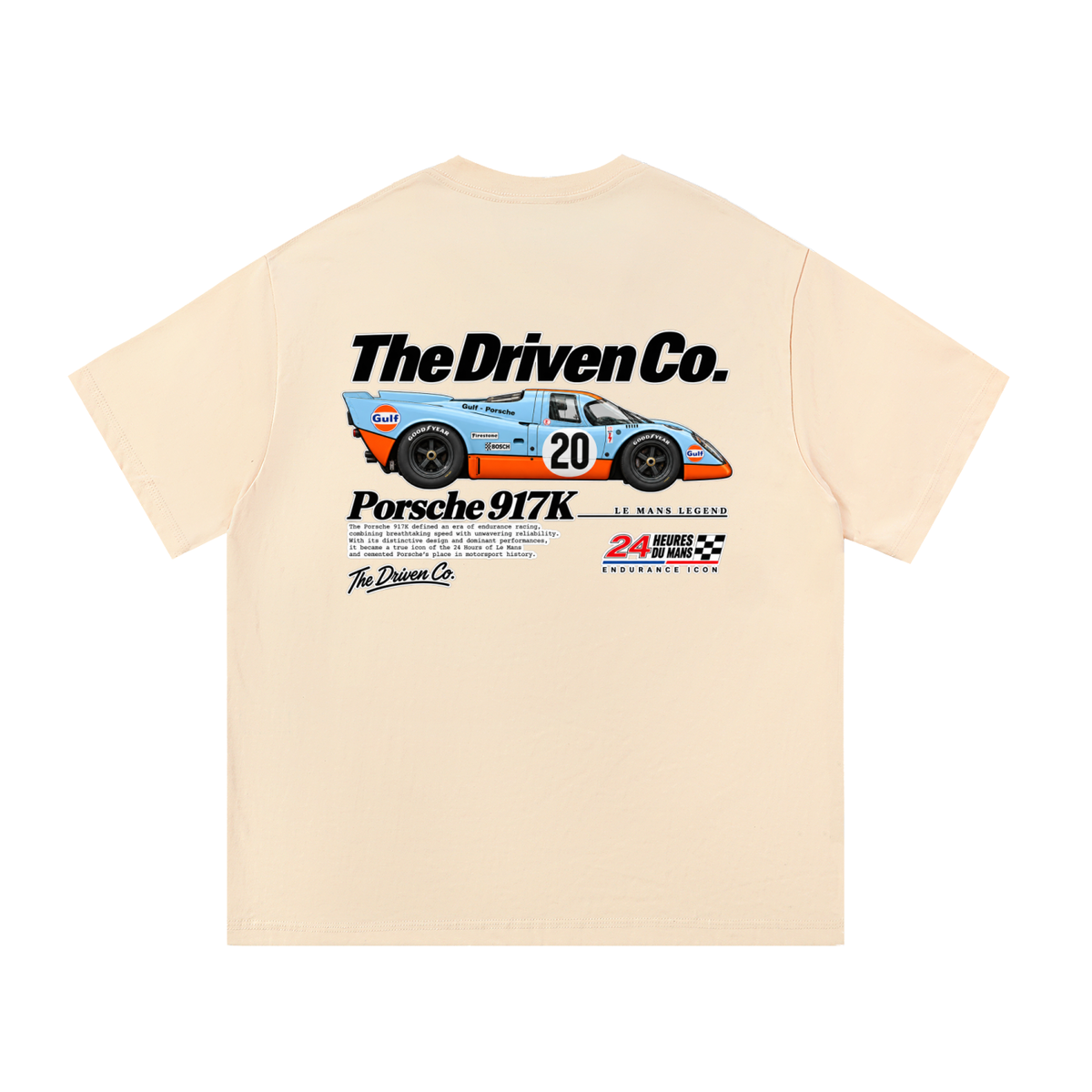Porsche 917K Endurance Racing Graphic T-Shirt — Apricot — back