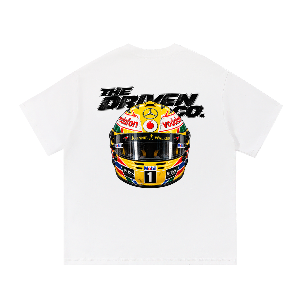 Lewis Hamilton Helmet Graphic T-Shirt — White — back