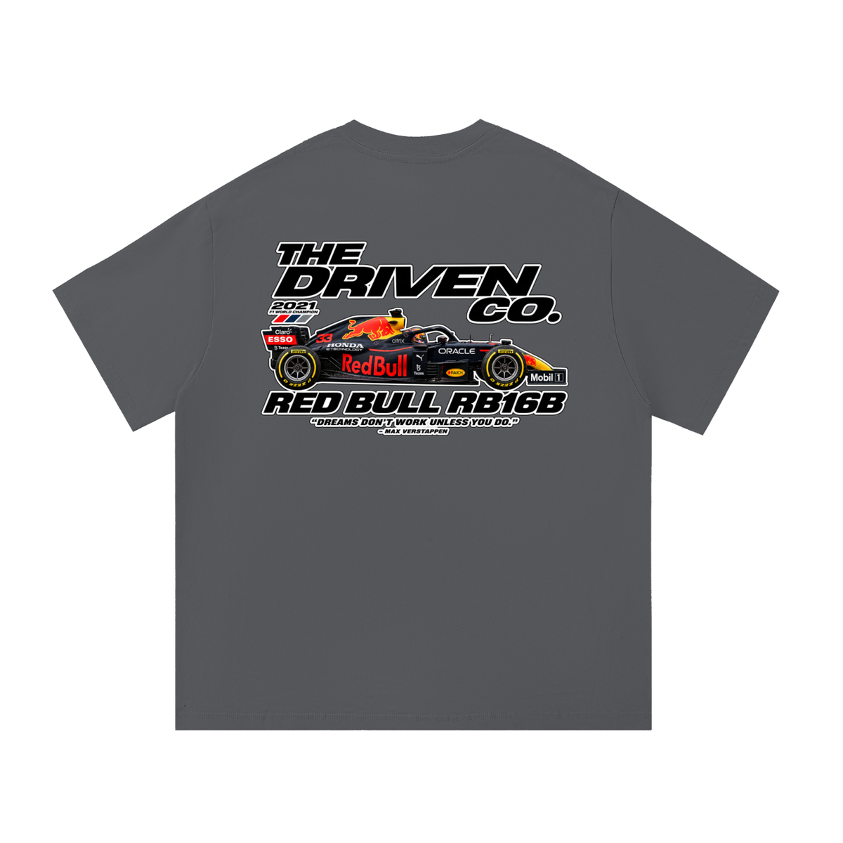 Red Bull RB16B Racing Graphic T-Shirt — Dark Grey — back