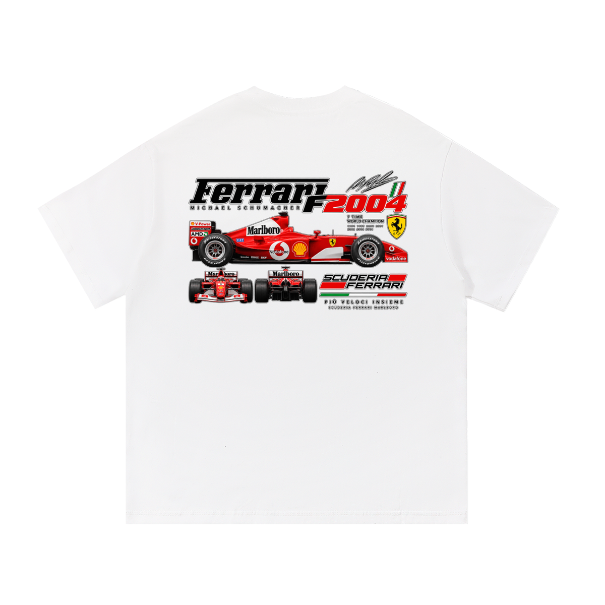 Ferrari F2004 Racing Graphic T-Shirt — White — back