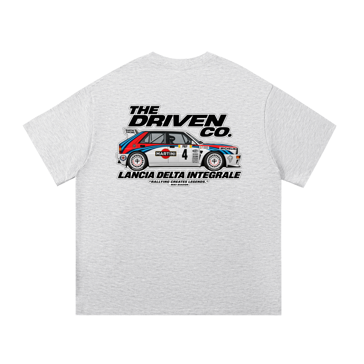 Lancia Delta Integrale Rally Graphic T-Shirt — White Grey — back