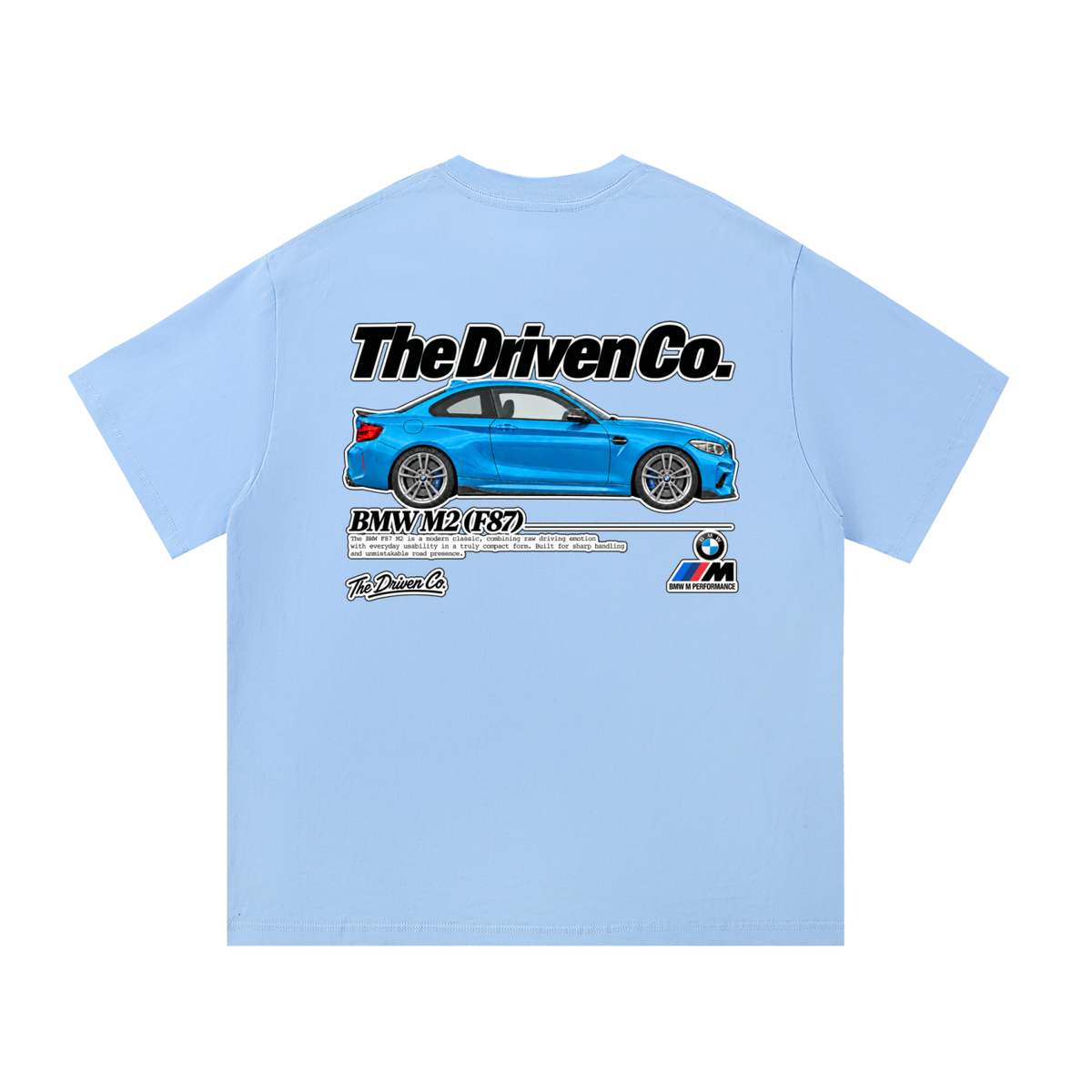 BMW F87 M2 Long Beach Blue Graphic T-Shirt — Blue — back