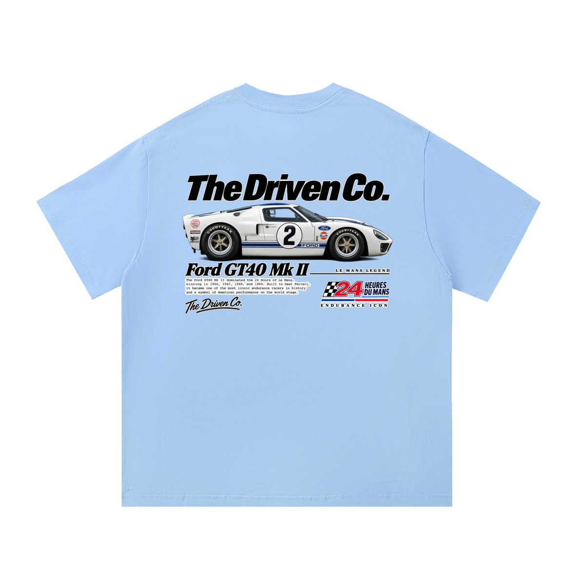 Ford GT40 Mk II Endurance Racing Graphic T-Shirt — Blue — back
