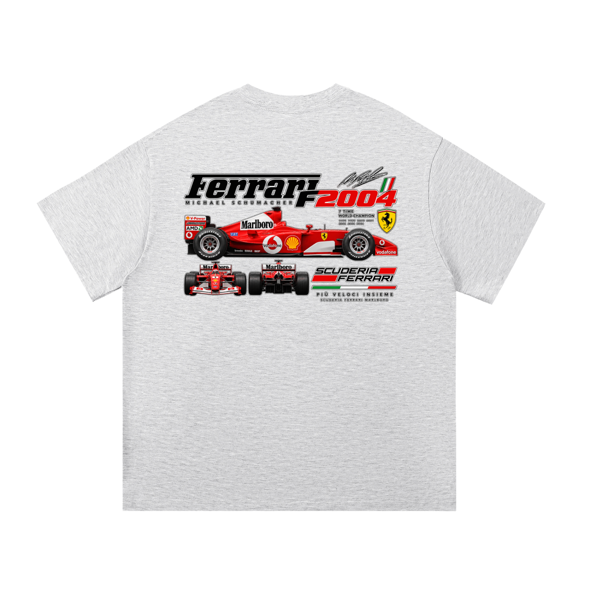 Ferrari F2004 Racing Graphic T-Shirt — White Grey — back