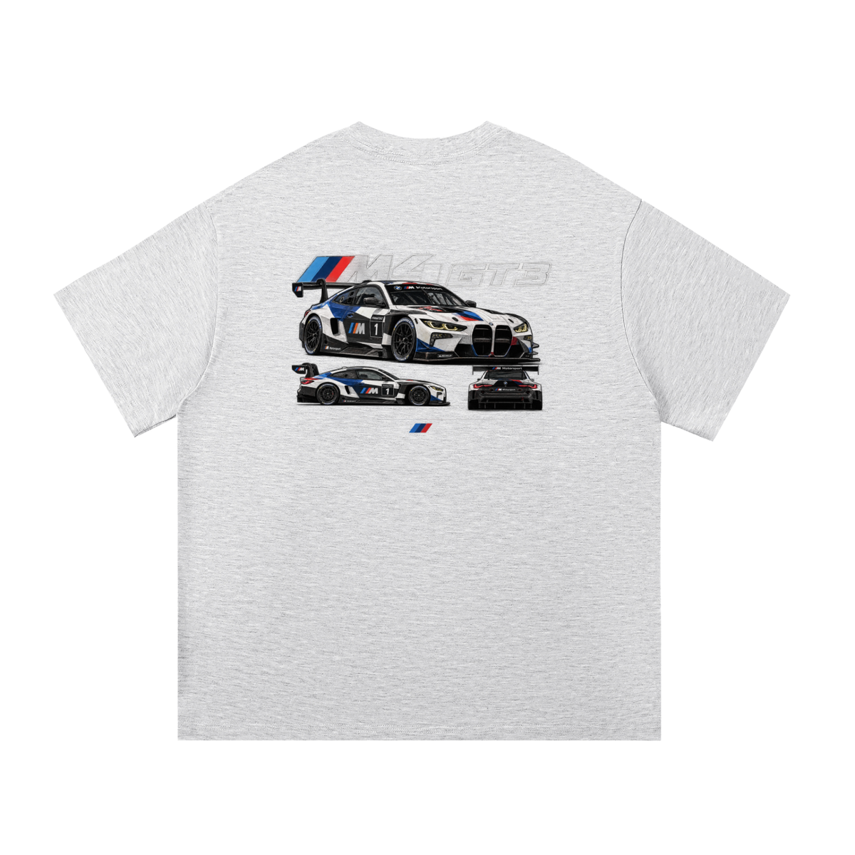 BMW M4 GT3 Racing Graphic T-Shirt — White Grey — back