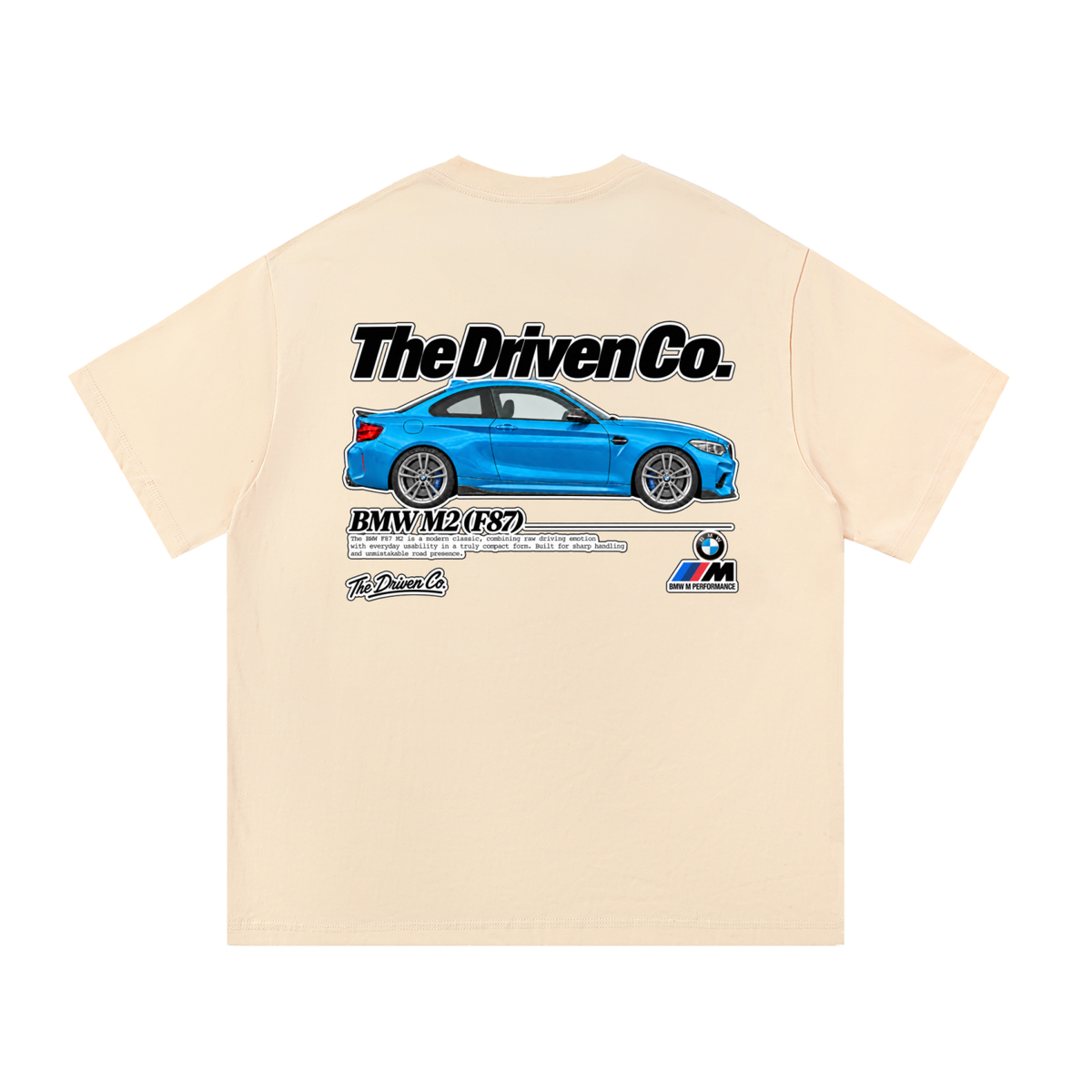 BMW F87 M2 Long Beach Blue Graphic T-Shirt — Apricot — back