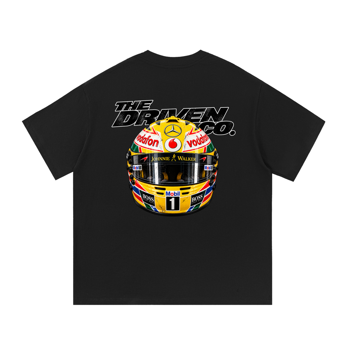 Lewis Hamilton Helmet Graphic T-Shirt — Black — back