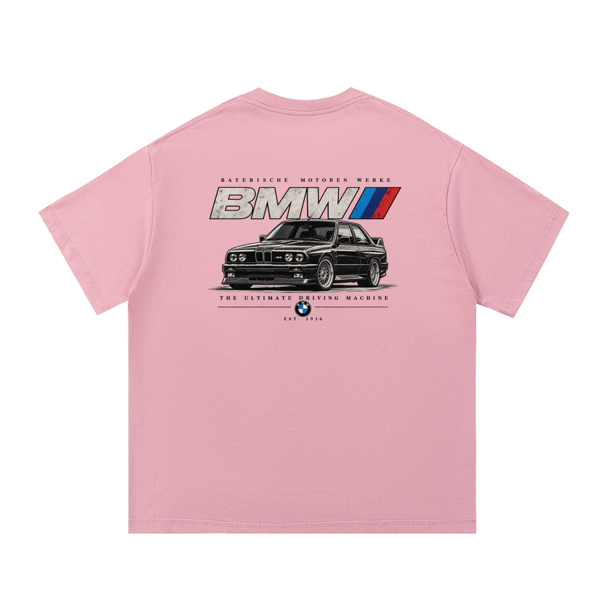 BMW E30 M3 Heritage Graphic T-Shirt — Pink — back