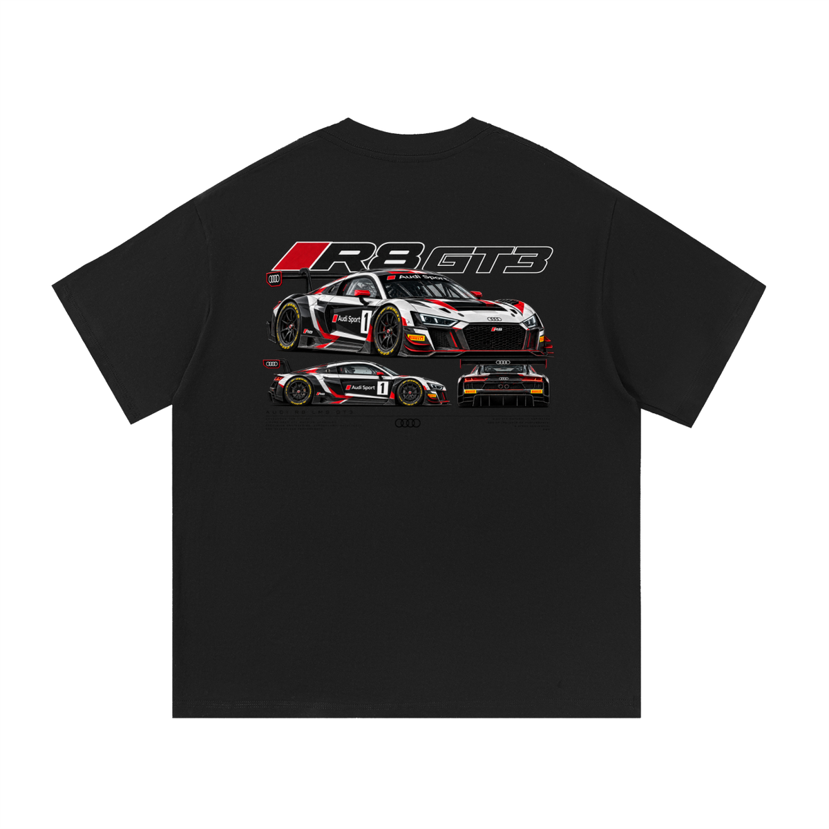Audi R8 GT3 Racing Graphic T-Shirt — Black — back